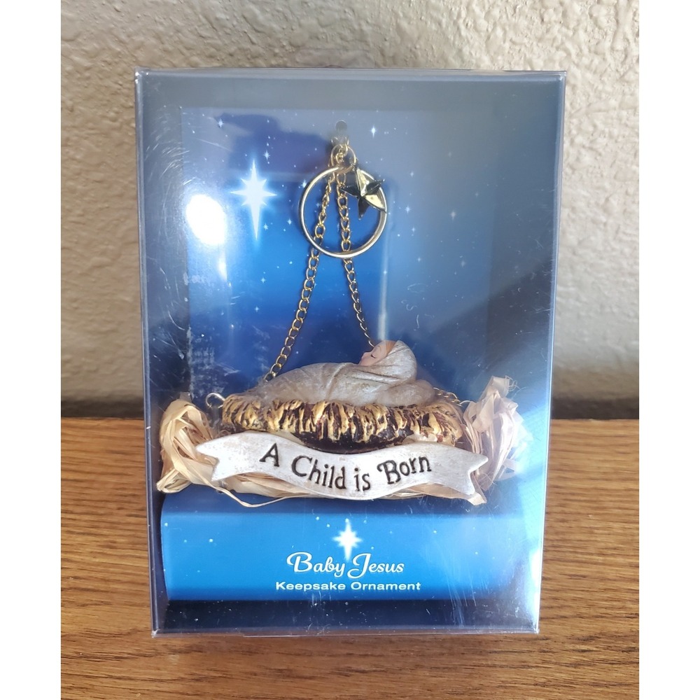 Vintage Demdaco Baby Jesus Ornament A Child Is Born In Box 2001 Christmas EUC